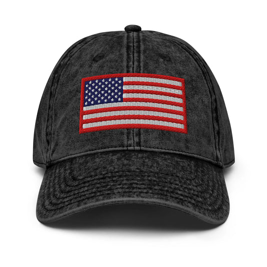 Hats Black Vintage Baseball Hat USA Flag Old Glory – Red White & Blue Embroidered Hat Infidel Collective