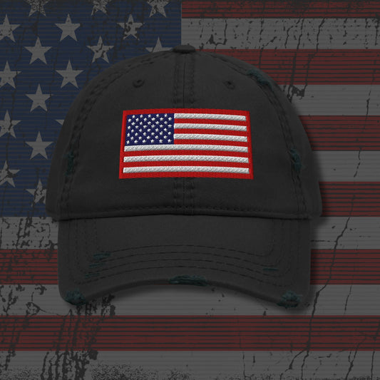 Hats Black Distressed Vintage Baseball Hat Patriotic & 4th of July Old Glory Ball Cap Infidel Collective