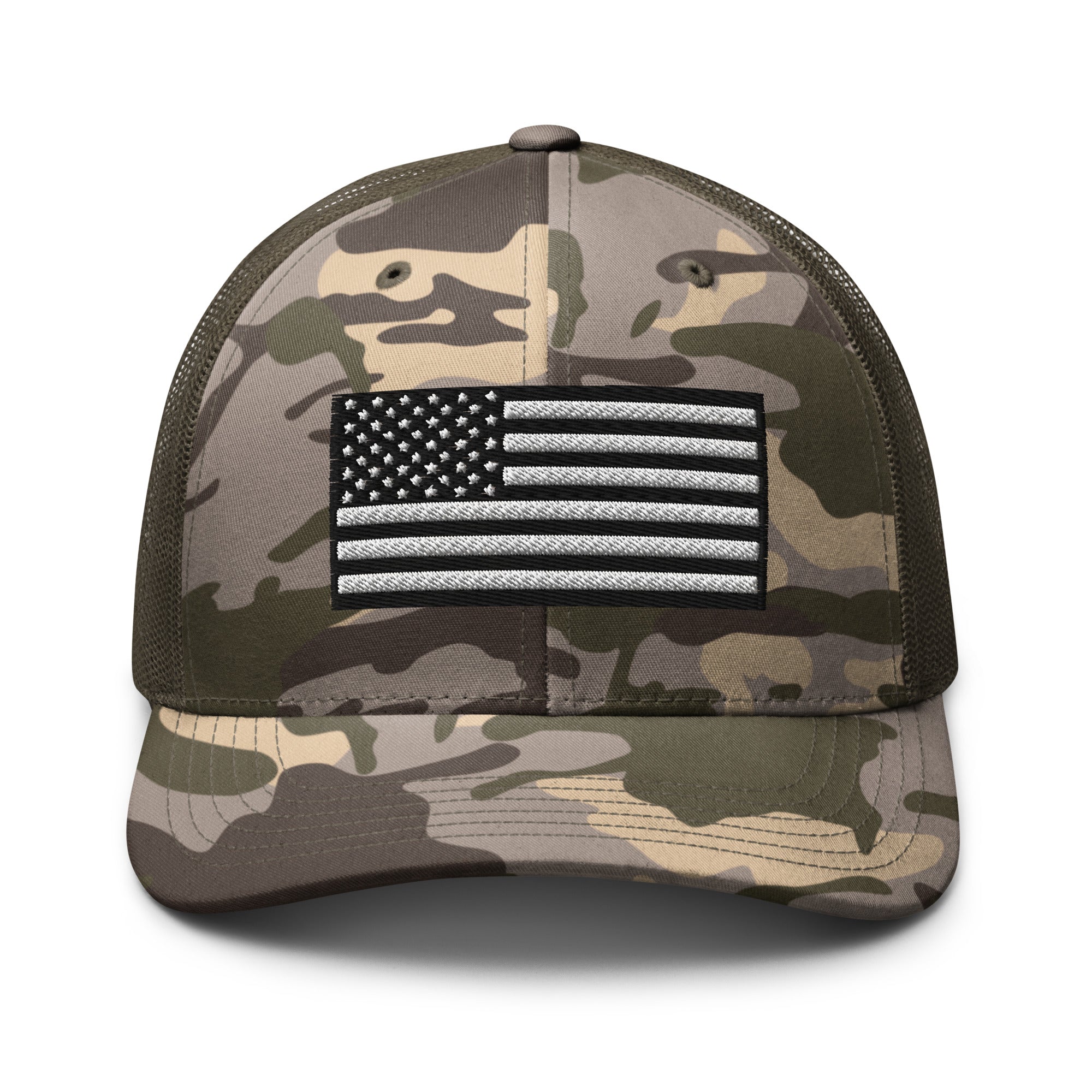 Monochrome US Flag Camo Patriotic Hat - Custom Snapback Trucker Caps  Infidel Collective