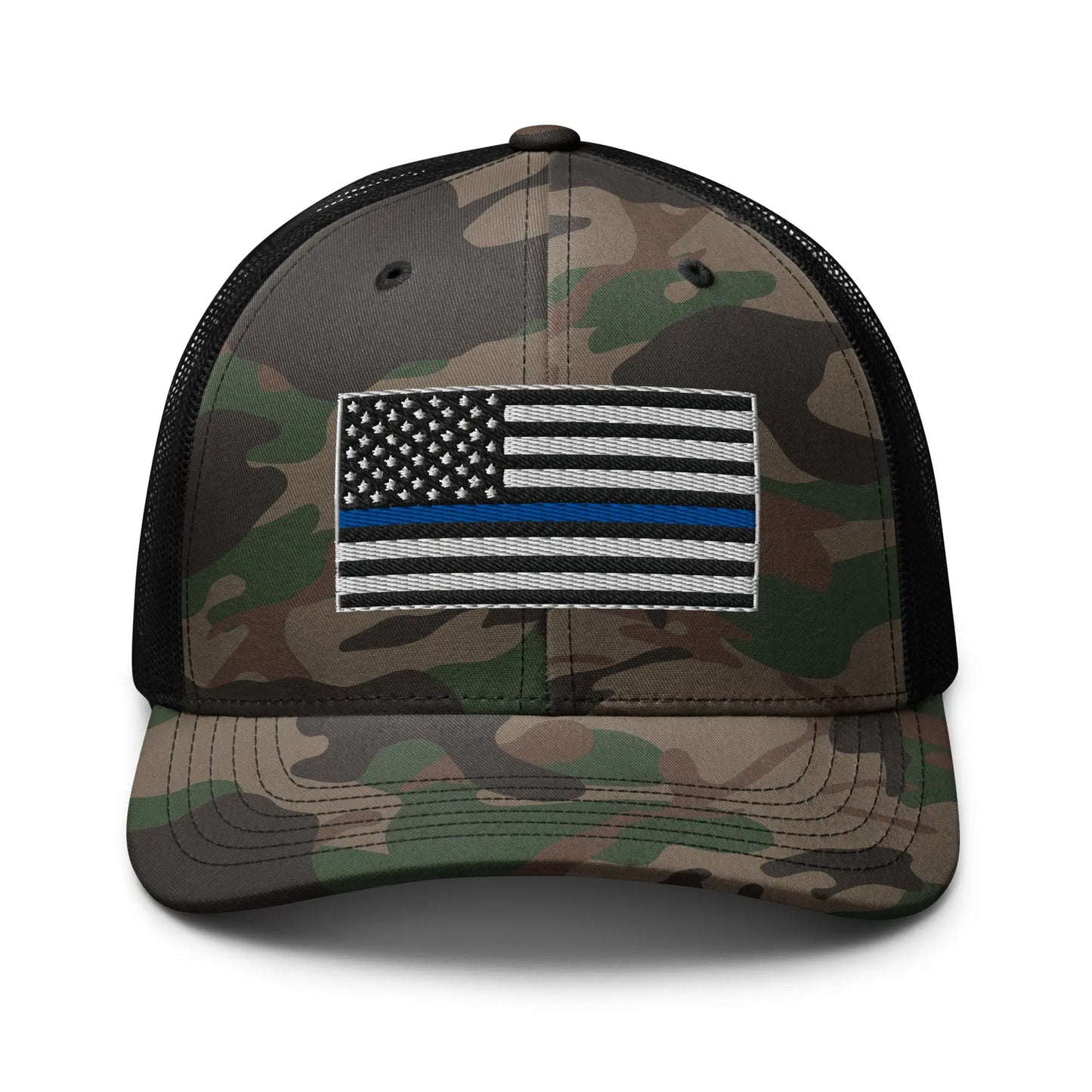 Hats Camo-Black Snapback Custom Trucker Hats Thin Blue Line Camo Patriotic Cap for Men & Women Infidel Collective