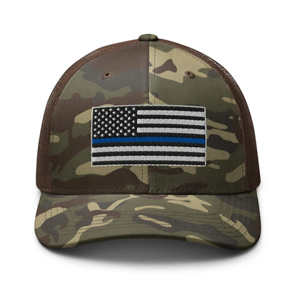 Hats Camo-Brown Snapback Custom Trucker Hats Thin Blue Line Camo Patriotic Cap for Men & Women Infidel Collective