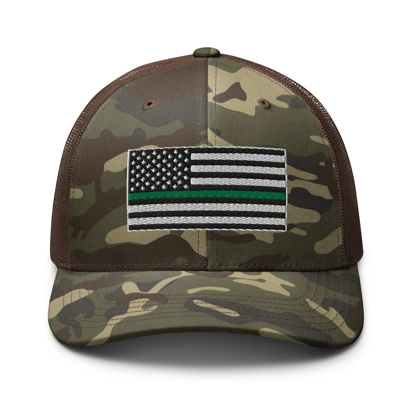 Hats Camo-Brown Snapback Custom Trucker Hats Thin Green Line Camo Flag for Men & Women Infidel Collective