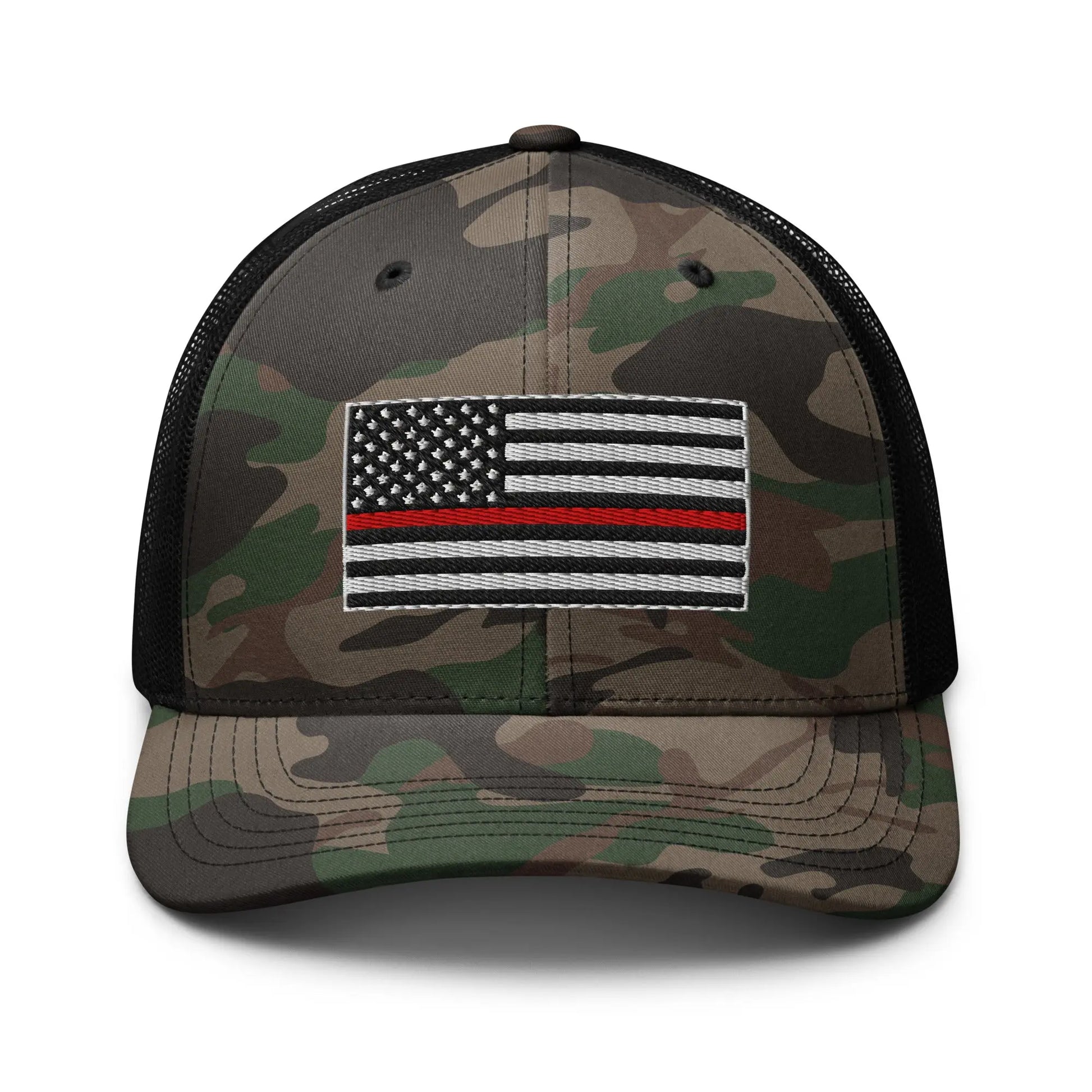 Hats Camo-Black Snapback Custom Trucker Hats Thin Red Line Camo Flag for Men & Women Infidel Collective