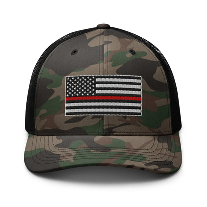 Hats Camo-Black Snapback Custom Trucker Hats Thin Red Line Camo Flag for Men & Women Infidel Collective