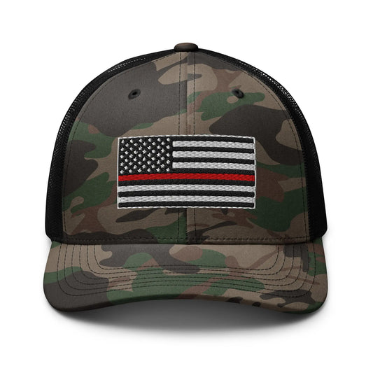 Hats Camo-Black Snapback Custom Trucker Hats Thin Red Line Camo Flag for Men & Women Infidel Collective