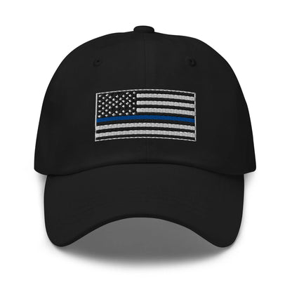 Hats Black Classic Ball Cap with Back the Blue USA Flag Embroidery Infidel Collective