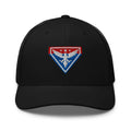 Black snapback hat with embroidered Liberty Eagle, back view