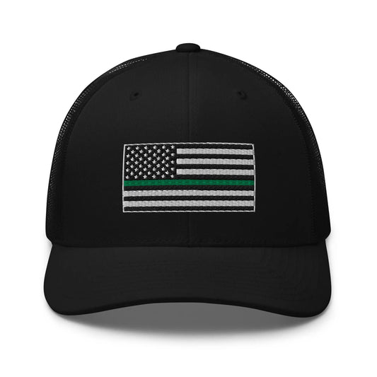 Hats Black Snapback Custom Trucker Hats Thin Green Line Flag for Men & Women Infidel Collective