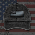 Black dad hat with embroidered Vintage Blackout, back view