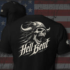 Hell Bent snake skull back print black tee from Infidel Collective