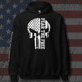 Pullover hoodie featuring the Fear the Free American Flag Skull graphic, featured product view