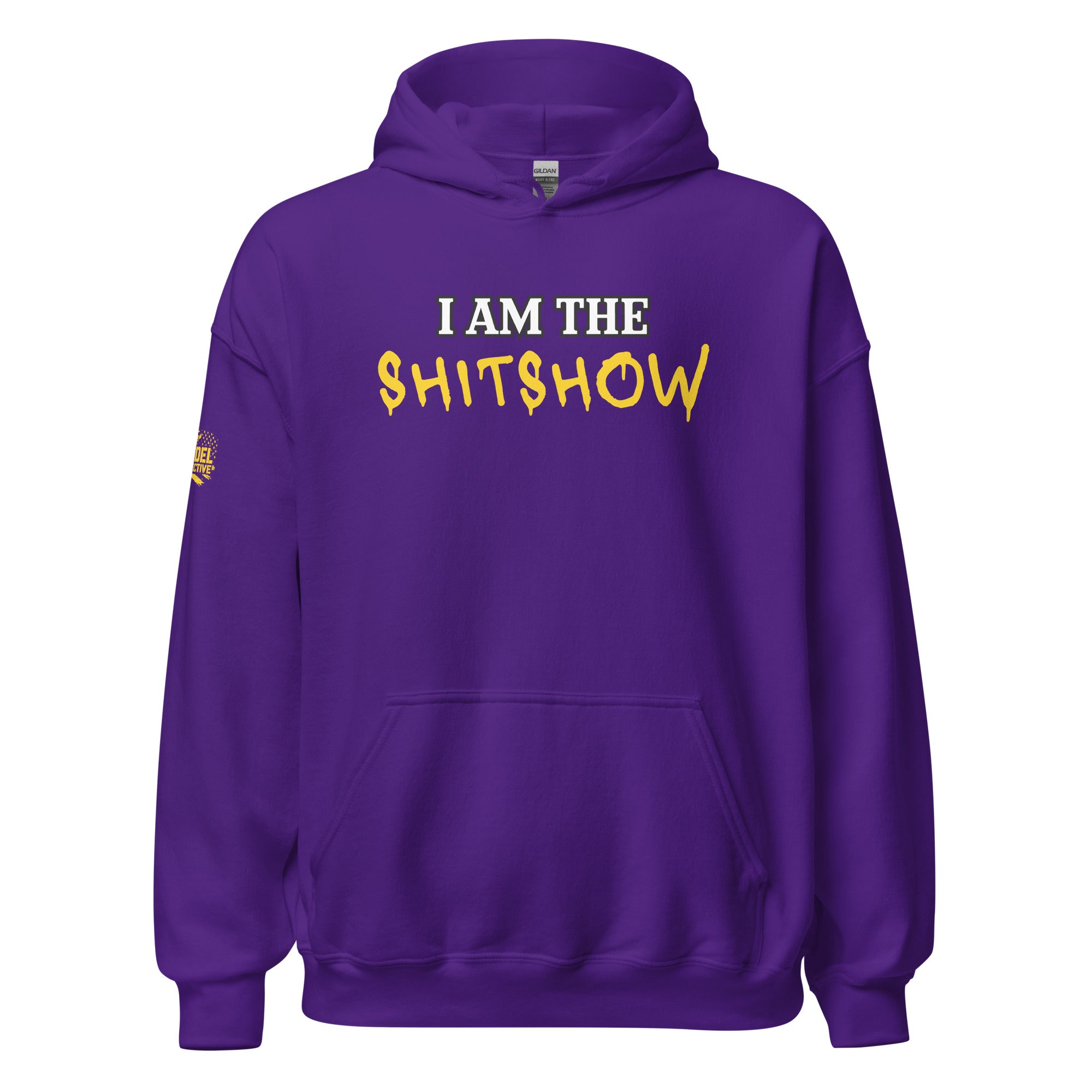 I Am The Shitshow Hoodie Yellow on Purple Hoodie  Infidel Collective