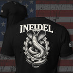 Hypnotic Gaze Infidel Cobra graphic black tee from Infidel Collective