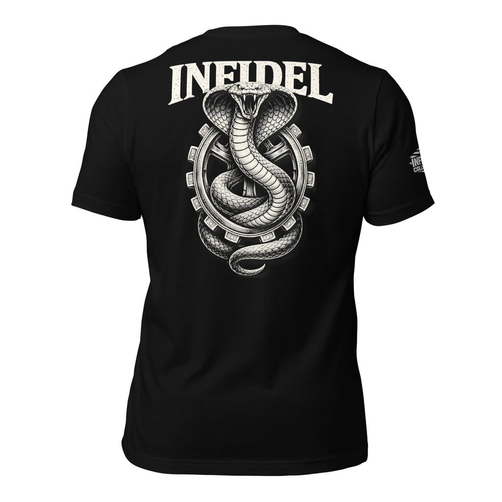 Hypnotic Gaze Infidel Cobra graphic black tee from Infidel Collective
