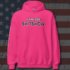 I Am the Shitshow women’s front print pink hoodie from Infidel Collective