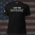 I Am the Shitshow white outline lettering design front print black tee from Infidel Collective