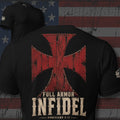 Full Armor Infidel cross and Ephesians 6:11 back print black tee from Infidel Collective