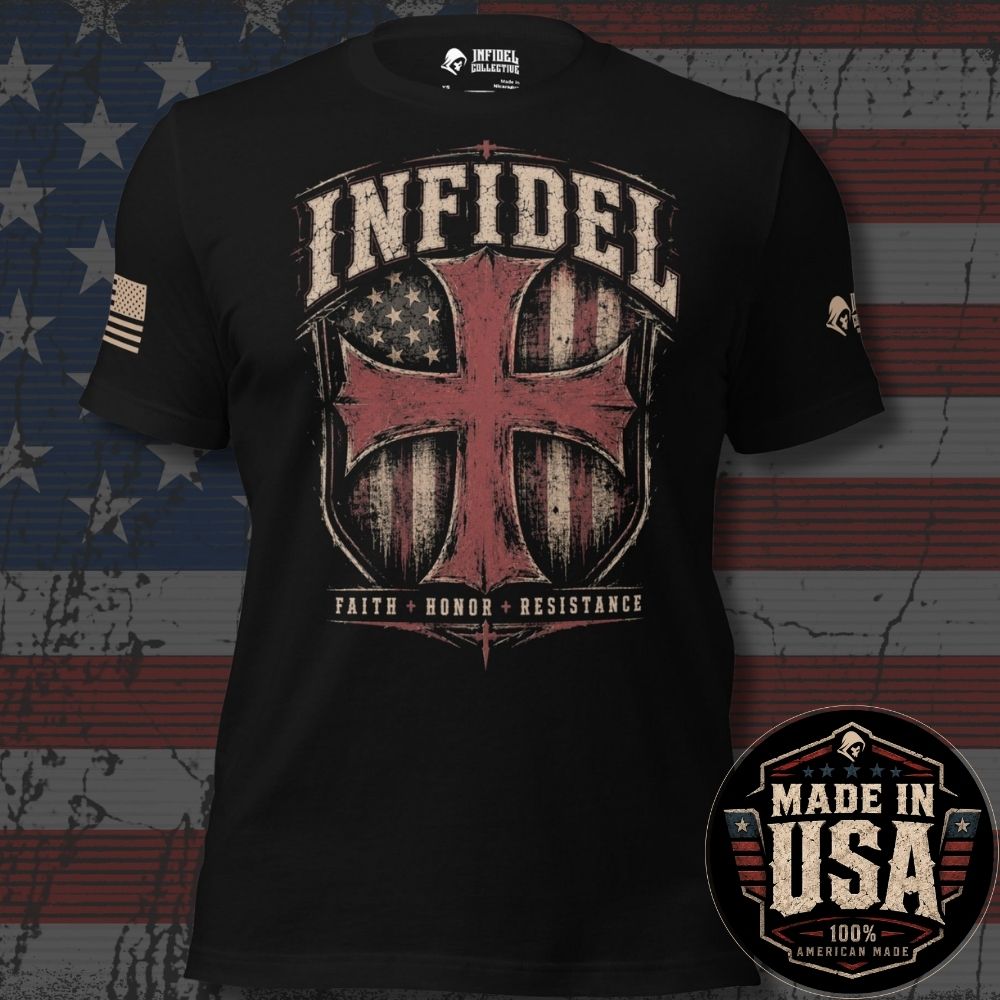 USA Made Infidel Faith Honor Resistance Shield Tee