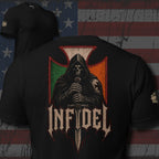 Infidel Knight Cross Ireland guardian back print black tee from Infidel Collective