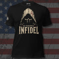 Infidel No Surrender hooded death mask front print black tee from Infidel Collective