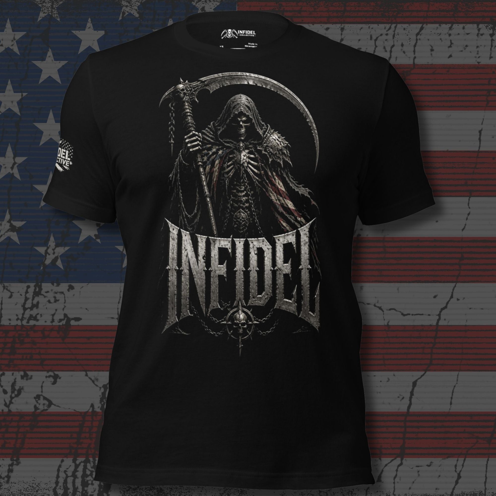 Infidel Reaper Oath graphic black tee from Infidel Collective