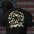 IYKYK 2A 1791 Customs rattlesnake and gear back print black tee from Infidel Collective