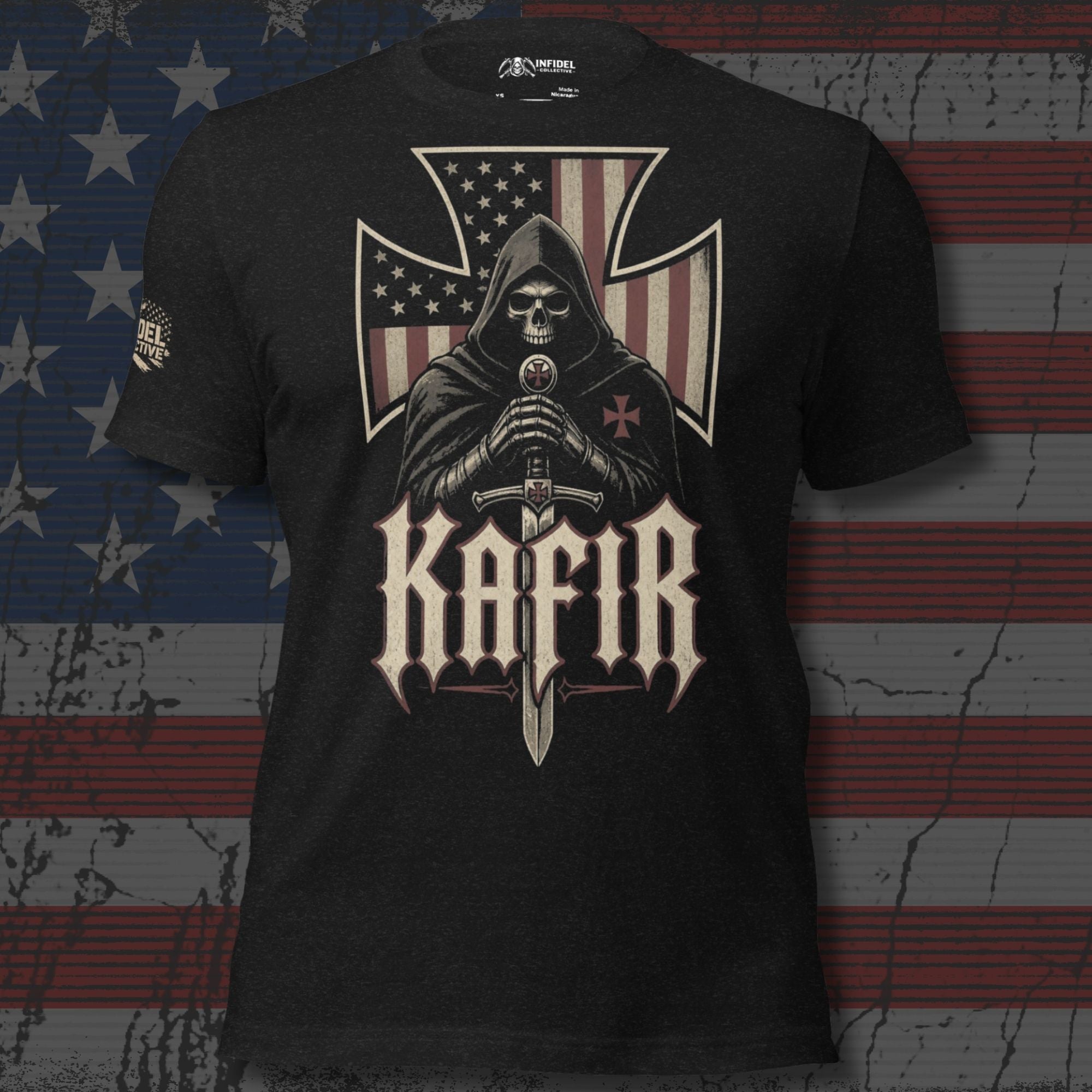 Kafir Knight USA Cross Black Tee