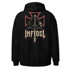 Knight of Creed hooded knight back print black hoodie from Infidel Collective