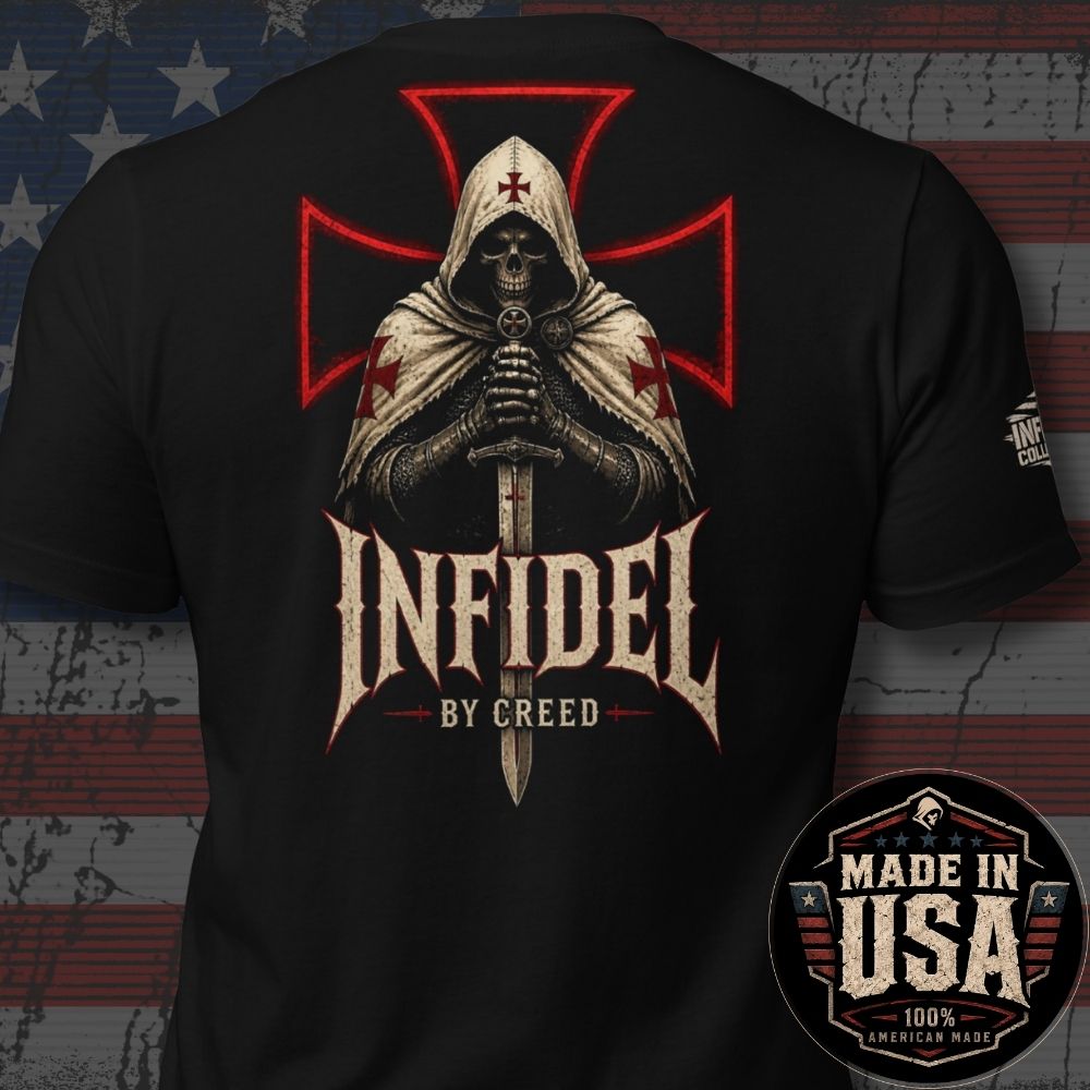USA Made Knight of Creed Infidel by Creed Back Print Tee