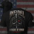 Knight of Infidel A Badge of Honor armored knight back print black tee from Infidel Collective