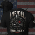 Knight of Infidel Unbroken armored knight back print black tee from Infidel Collective