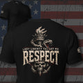 Lady Liberty Taught Me Respect torch serpent and skull back print black tee from Infidel Collective