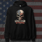 Lone Star Strong skull Texas flag front print black hoodie from Infidel Collective