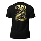 3D Gadsden FAFO rattlesnake back print black tee from Infidel Collective