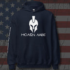 Molon Labe Spartan helmet front print navy hoodie from Infidel Collective