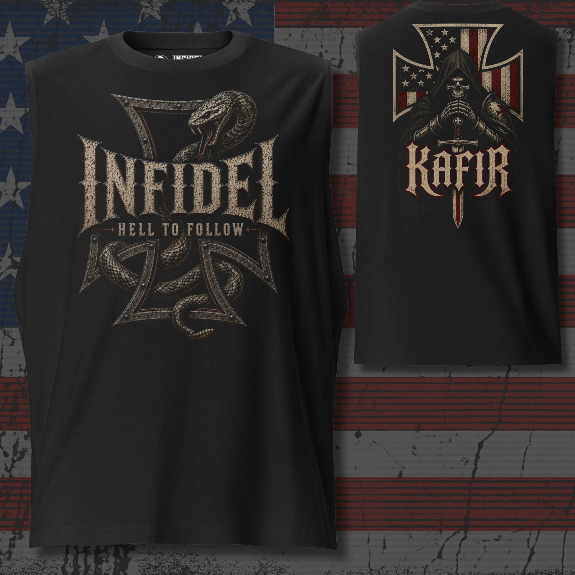 Hell to Follow - Kafir USA Knight Cross 2 Sided Print