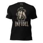 No Saint Infidel serpent dog tag front print black tee from Infidel Collective