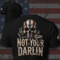 Not Your Darlin American flag skull and serpent back print black tee from Infidel Collective