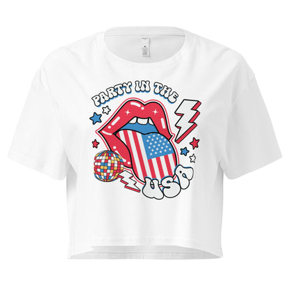 Crop Top Patriotic Crop Top – Party in the USA Fourth of July White Crop Top Infidel Collective