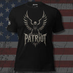 Patriot eagle shield front print black tee from Infidel Collective