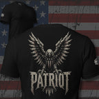 Patriot eagle shield back print black tee from Infidel Collective