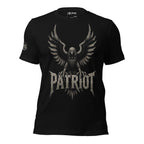 Patriot eagle shield front print black tee from Infidel Collective