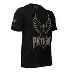 Patriot eagle shield front print black tee from Infidel Collective