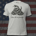 Shall Not Be Infringed vintage Gadsden rattlesnake front print gray tee from Infidel Collective