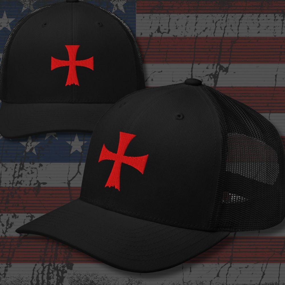 Crimson Iron Cross Trucker Cap