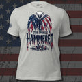 Star Spangled Hammered eagle in American flag colors front print gray tee from Infidel Collective