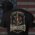 Star Spangled Hammered rattlesnake and beer bottle back print black tee from Infidel Collective