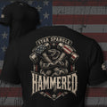 Star Spangled Hammered rattlesnake and crossed hammers back print black tee from Infidel Collective