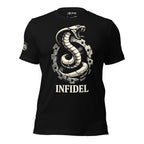 Stone Sprockets Infidel rattlesnake and sprocket graphic black tee from Infidel Collective