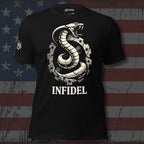 Stone Sprockets Infidel rattlesnake and sprocket graphic black tee from Infidel Collective
